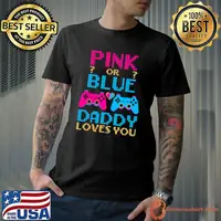 Pink Or Blue Gender Reveal Video Game Dad Gamer Daddy Baby T-Shirt