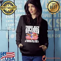 Proud Wife Of An Air Force Veteran Freedom Isn't Free Husband Eagle USa Flag s Hoodie