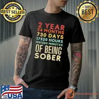 Two Years Clean Addiction Recovery 2 Year Sober Retro T-Shirt