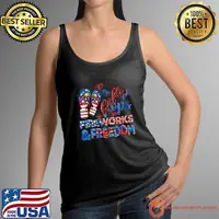 Flip Flops Fireworks And Freedom, USA Flag 4th Of July Independence Day T-Shirt