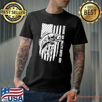 Walleye Blue Pike Fishing American flag T-Shirt