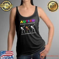 Autism not a disability it's a different ability skeleton dabbing shirt