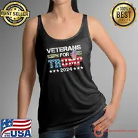 Dad Grandpa Veterans For Trump 2024 American Flag T-Shirt