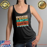 Education Is Important But Gaming Is Importanter Gamer Retro T-Shirt