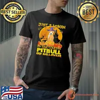 Just A Woman Who Loves Pitbull And Halloween shirt
