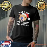 Pitbull Santa just a girl who loves pets and christmas shirt