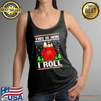 Snoopy and Woodstock atop a D20 this is how I roll ugly Christmas shirt