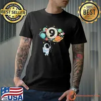 9 Years Old Birthday Boy Astronaut Space 9th Birthday Shirt