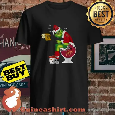 Oklahoma Sooners Grinch Santa Toilet Christmas shirt