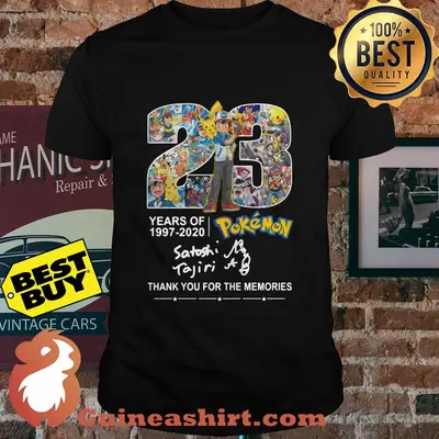 23 years of 1997-2020 Pokemon Satoshi Tajiri thank you for the memories shirt