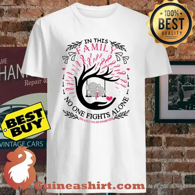 In This Family No One Fights Alone Breast Cancer Awareness Elephant shirt