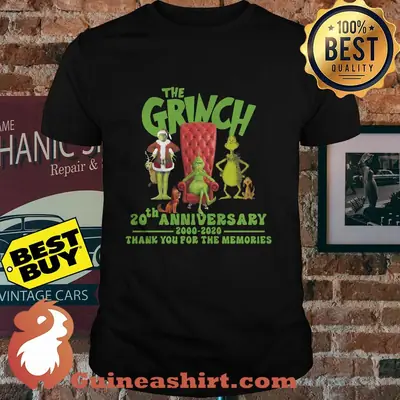 The Grinch 20th anniversary 2000-2020 thank you for the memories Christmas shirt