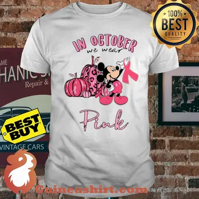 In October we wear pink Mickey Mouse awareness Halloween shirt