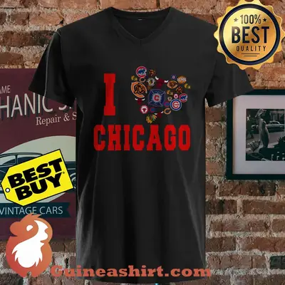 I Love Chicago Bears Bulls Blackhawks White Sox Fire Soccer Club shirt