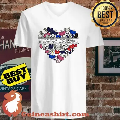 I love Kaws BFF Pink Blue Heart shirt