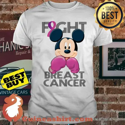 Mickey mouse boxing fight breast cancer awareness shirt