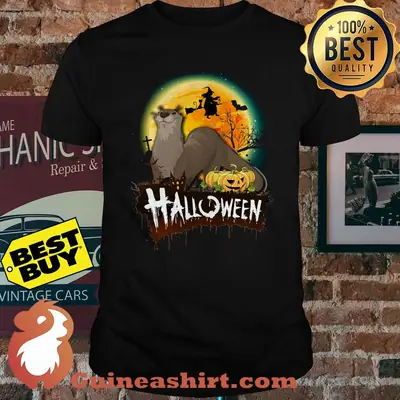 Otter Pumpkin Witch Flying On A Broomstick Halloween shirt