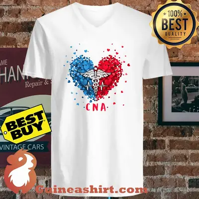 Proud CNA Medical Symbol Caduceus Heart shirt