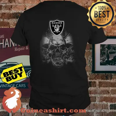 Raiders three human dark skulls shirt
