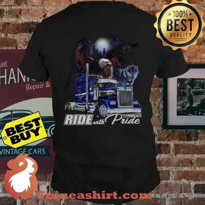Ride with Pride Semi Truck Eagle Wolf shirt
