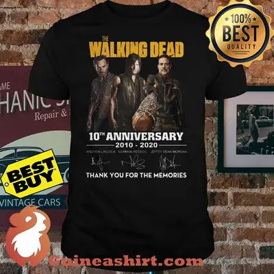 The Walking Dead 10th Anniversary 2010-2020 Signature Thank You For The Memories Shirt
