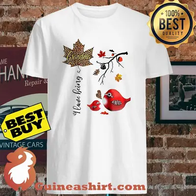 Women Mom I Love Being A Grandma Bird Floral Shirt