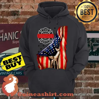 Fire Department Logo Firefighter American flag hoodie