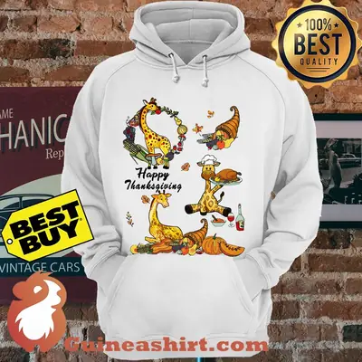 Happy Thanksgiving Giraffe Pumpkin Turkey Wine hoodie