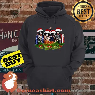 Merry Christmas Kiss Band American Flag hoodie