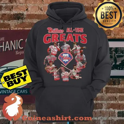 Philadelphia Phillies Alltime Greats Team Players Logo Signatures hoodie