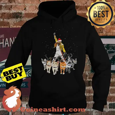 Santa Freddie Mercury And Cats Christmas hoodie