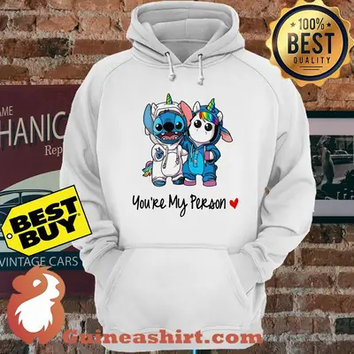 Stitch And Unicorn You're My Person Heart hoodie