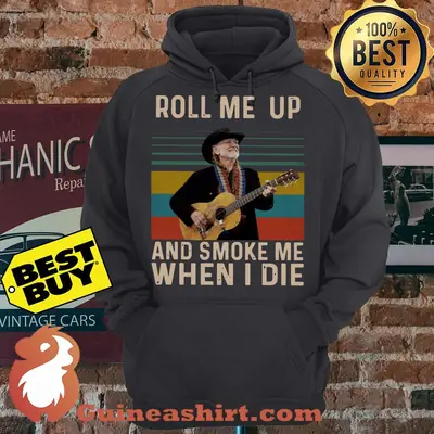 Willie Nelson Roll me up and smoke me when I die Vintage hoodie