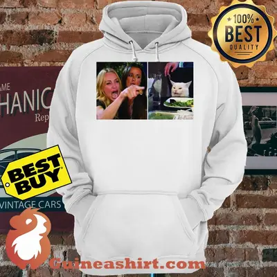Woman Yelling At A White Cat Meme hoodie
