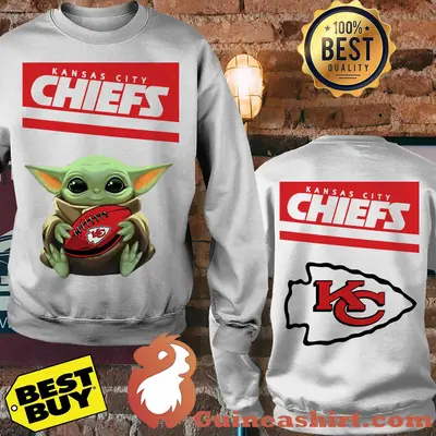 Baby Yoda Hug NFL Kansas City Chiefs Ball Logo sweatshirt sweater