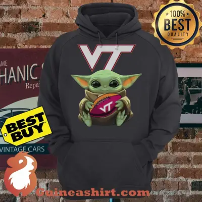 Baby Yoda Hug Virginia Tech Ball Logo hoodie sweater
