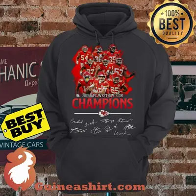 Kansas City Chiefs 2019 AFC West Division Champions Logo Signatures hoodie sweater