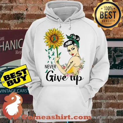 Never Give Up Liver Cancer Mom Cancer Awareness Girl Sunflower hoodie sweater