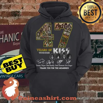 47 years of 1973 2020 kiss thank you for the memories signature shirt