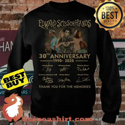 Edward Scissorhands 30th Anniversary 1990 2020 Thank You For The Memories Signatures sweatshirt