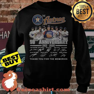 The Houston Astros 58th Anniversary 1962 - 2020 Signature Thank You For The Memories Sweater