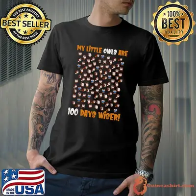 Premium My Little Owls Are 100 Day Wiser 100th Day Of School Teacher T-shirt