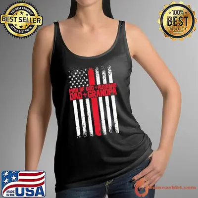 Man of god husband dad grandpa american flag Shirt