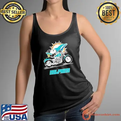 Snoopy and Woodstock driving motorbike Miami Dolphins shirt