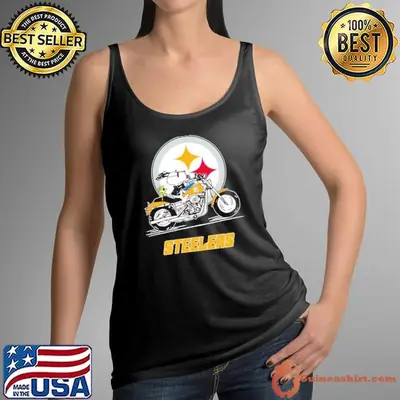 Snoopy and Woodstock driving motorbike Pittsburgh Steelers shirt