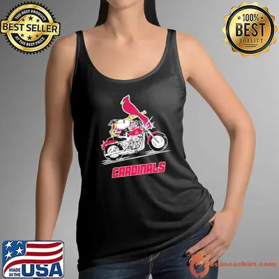 Snoopy and Woodstock driving motorbike St. Louis Cardinals shirt
