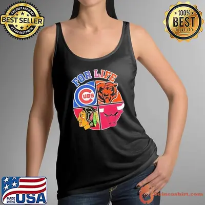 Chicago Cubs Bulls Bears snd Blackhawks for life sports team logo shirt