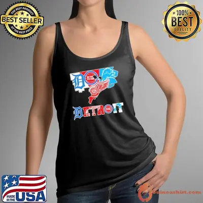 Detroit sports team map logo shirt