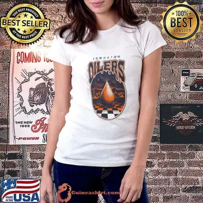 Edmonton Oilers Sport Design Sweden Oil Drop Pocket Cream T Shirt