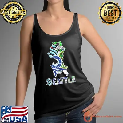 Seattle sports team map logo shirt